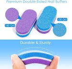 Nail File and Buffer Professional Manicure Tools Kit Emery Board & Nail Buffer Blocks Double Sided Reuseable 100/180 Grit 10Pcs for Home and Salon Use(Purple) - Image 3